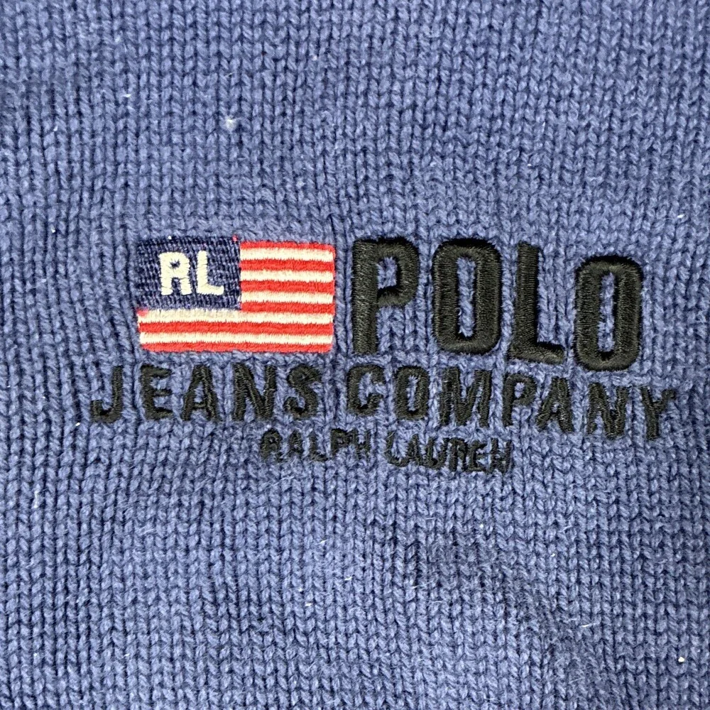 Vintage Polo Jeans Co. Ralph Lauren Blue Crewneck Pullover Knit Sweater RL LOGO